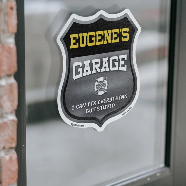 Signmission Eugene's Garage I Can Fix Everything But Stupid, 12 inch X 12 inch, Vinyl Decal, 2PK - SHI-D-2PACK-12-490-EUGENE