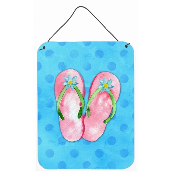 Micasa Pink Flip Flops Blue Polkadot Wall or Door Hanging Prints12 x 16 in. - MI750464