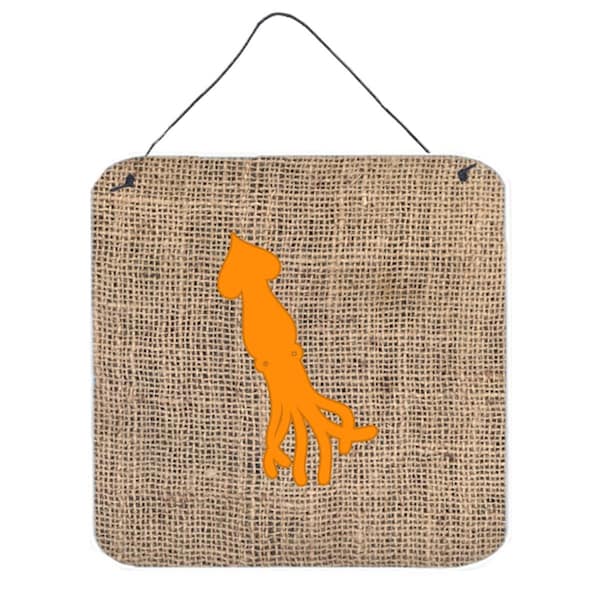 Jensendistributionservices Squid Burlap And Orange Aluminium Metal Wall Or Door Hanging Prints - 6 x 6 In. - MI2102904