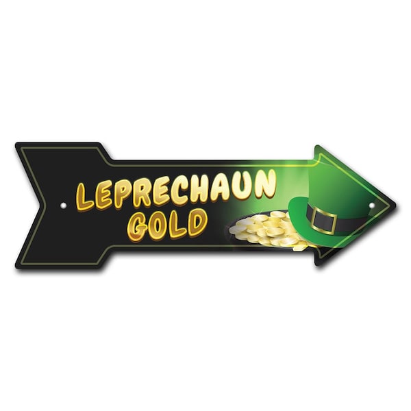 Signmission Leprechaun Gold Arrow Sign Funny Home Decor 18in Wide - P-ARROW-999777