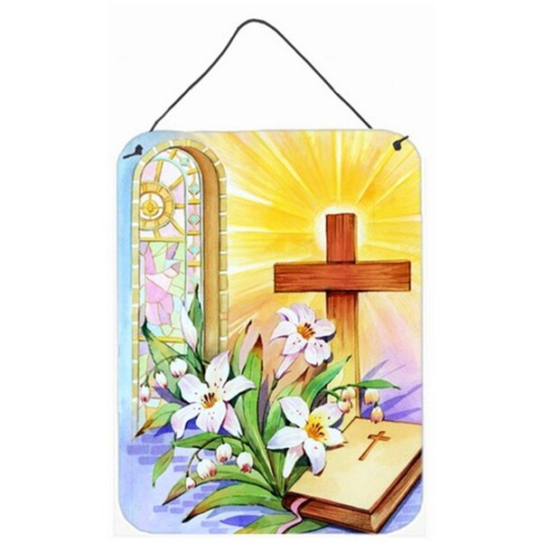 Jensendistributionservices Easter Cross & Bible in Stain Glass Window Wall or Door Hanging Prints - MI2557052