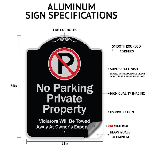 Signmission Private Parking Members Only Heavy-Gauge Aluminum Architectural Sign - A-DES-BS-1824-23255