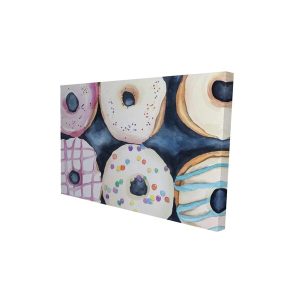 Begin Home Decor 12 x 18 in. Watercolor Delicious Looking Doughtnuts-Print on Canvas - 2080-1218-GA89