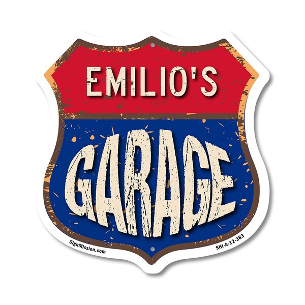 Signmission Emilio's Garage, 12 Inch X 12 Inch, Aluminum Metal Sign - SHI-A-12-383-EMILIO