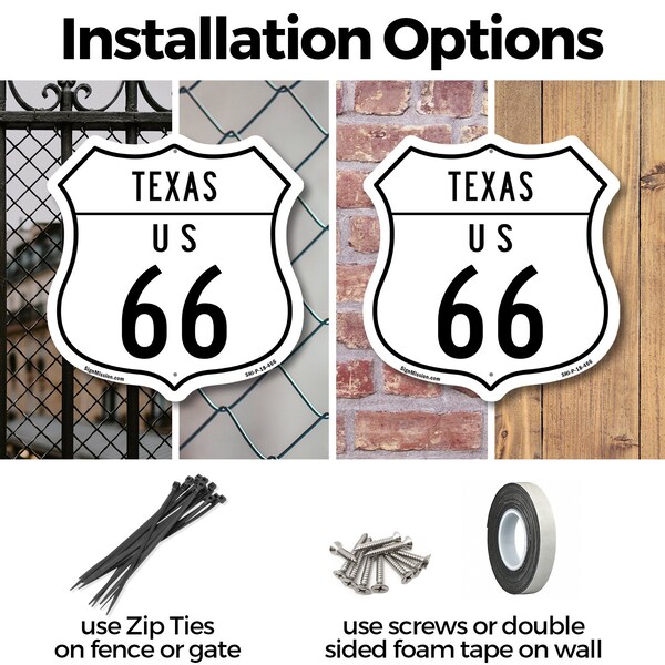 Signmission Texas Route Marker Shield Sign Us 66, 12 inch X 12 inch, Plastic Sign, 2PK - SHI-P-2PACK-12-466