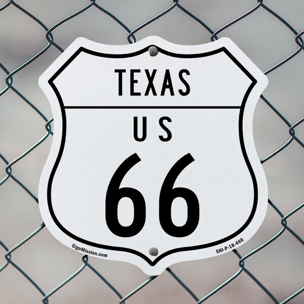 Signmission Texas Route Marker Shield Sign Us 66, 12 inch X 12 inch, Plastic Sign, 2PK - SHI-P-2PACK-12-466