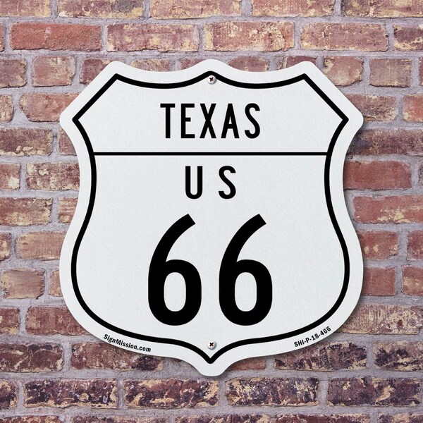 Signmission Texas Route Marker Shield Sign Us 66, 12 inch X 12 inch, Plastic Sign, 2PK - SHI-P-2PACK-12-466