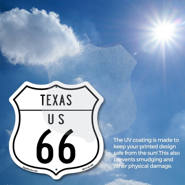 Signmission Texas Route Marker Shield Sign Us 66, 12 inch X 12 inch, Plastic Sign, 2PK - SHI-P-2PACK-12-466