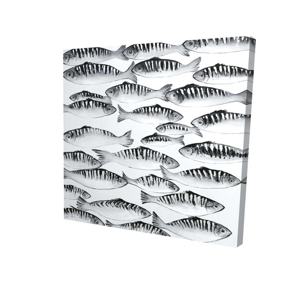 Fondo 12 x 12 in. Grey Shoal of Fish-Print on Canvas - FO3343020