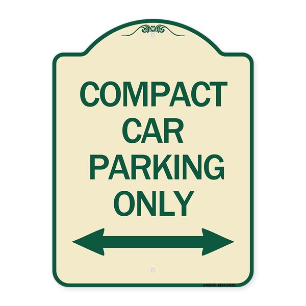 Signmission Compact Car Parking Only With Bidirectional Arrow Heavy-Gauge Aluminum Architectural Sign - A-DES-TG-1824-24253