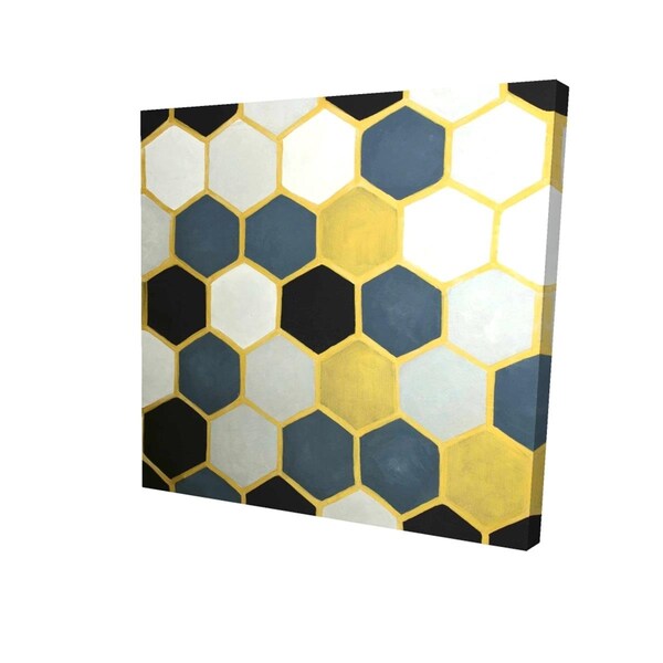 Fondo 32 x 32 in. Blue & Gold Cells-Print on Canvas - FO2792893