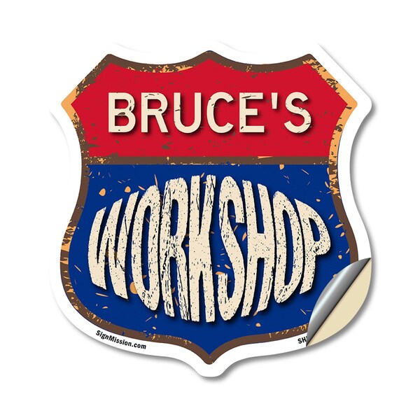 Signmission Bruce's Workshop, 12 Inch X 12 Inch, Vinyl Decal - SHI-D-12-489-BRUCE