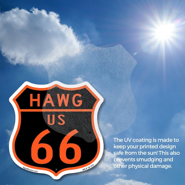 Signmission Hawg Us 66, 12 inch X 12 inch, Aluminum Metal Sign, 2PK - SHI-A-2PACK-12-478