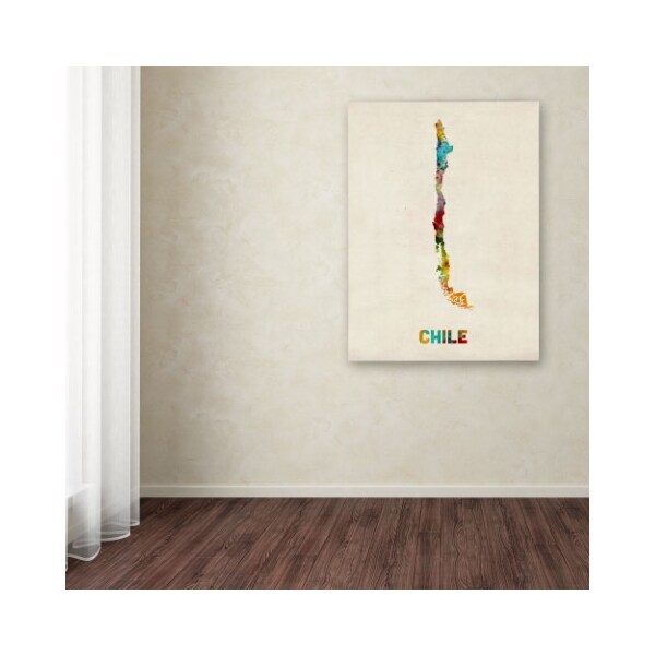 Trademark Fine Art Michael Tompsett 'Chile Watercolor Map' Canvas Art, 18x24 - MT0415-C1824GG