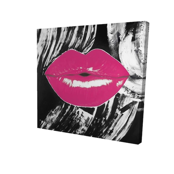 Begin Home Decor 12 x 12 in. Pink Glossy Lips-Print on Canvas - 2080-1212-FI55-1