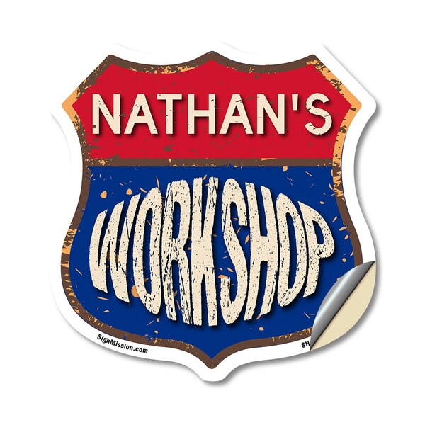 Signmission Nathan's Workshop, 12 Inch X 12 Inch, Vinyl Decal - SHI-D-12-489-NATHAN