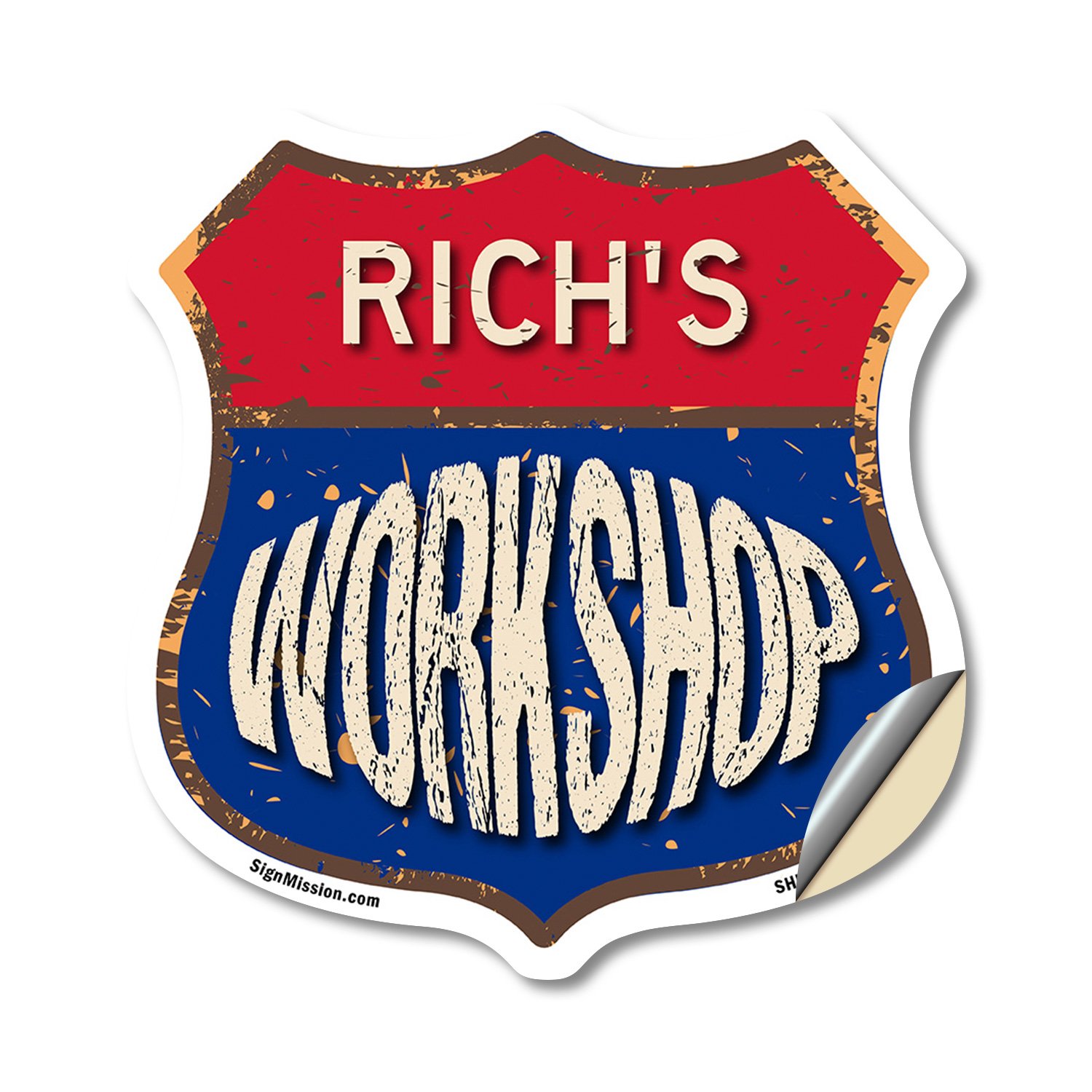 Signmission Rich's Workshop, 12 Inch X 12 Inch, Vinyl Decal - SHI-D-12-489-RICH