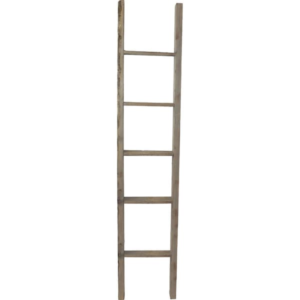 Ekena Millwork 15"W x 72"H x 3 1/2"D Vintage Farmhouse 5 Rung Ladder, Barnwood Decor Collection, Reclaimed Grey - DECR015X072X04LDRGY