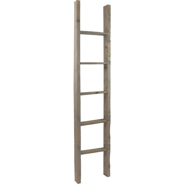 Ekena Millwork 15"W x 72"H x 3 1/2"D Vintage Farmhouse 5 Rung Ladder, Barnwood Decor Collection, Reclaimed Grey - DECR015X072X04LDRGY