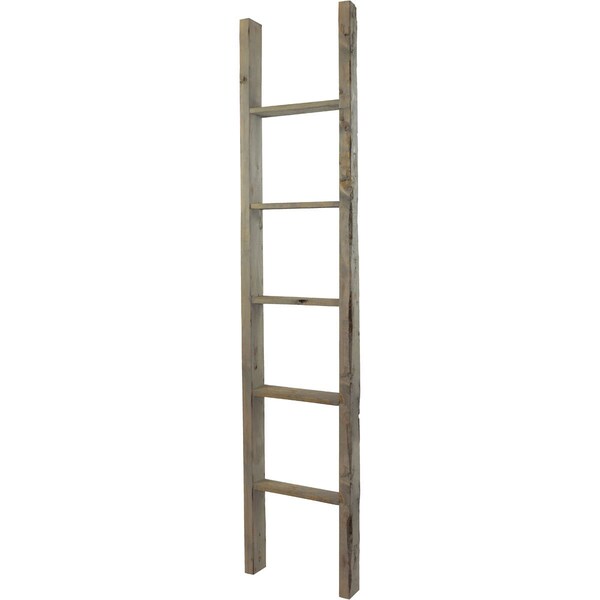 Ekena Millwork 15"W x 72"H x 3 1/2"D Vintage Farmhouse 5 Rung Ladder, Barnwood Decor Collection, Reclaimed Grey - DECR015X072X04LDRGY