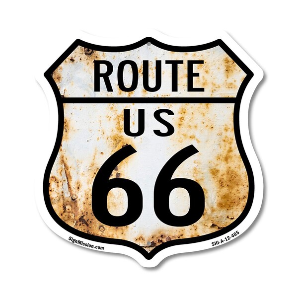 Signmission Route Us 66 Rustic, 12 Inch X 12 Inch, Aluminum Metal Sign - SHI-A-12-485