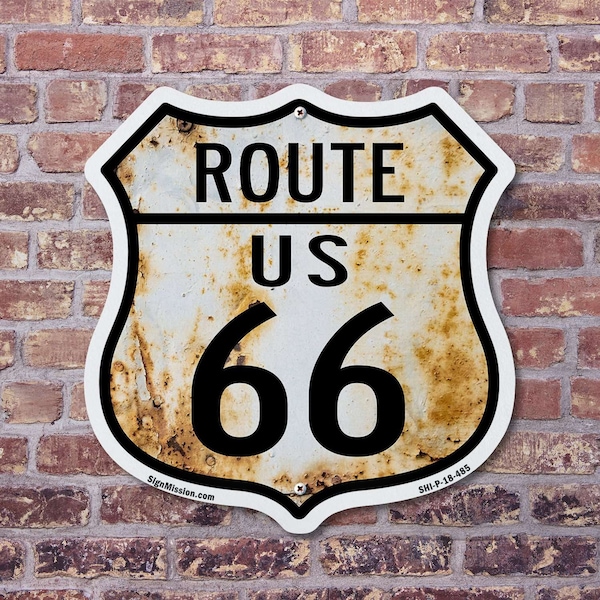 Signmission Route Us 66 Rustic, 12 Inch X 12 Inch, Aluminum Metal Sign - SHI-A-12-485