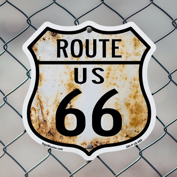 Signmission Route Us 66 Rustic, 6 Inch X 6 Inch, Plastic Sign - SHI-P-6-485