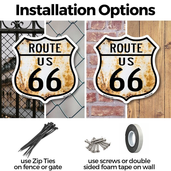 Signmission Route Us 66 Rustic, 6 Inch X 6 Inch, Plastic Sign - SHI-P-6-485