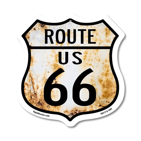 Signmission Route Us 66 Rustic, 6 Inch X 6 Inch, Plastic Sign - SHI-P-6-485
