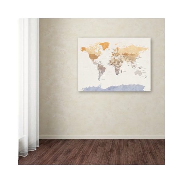 Trademark Fine Art Michael Tompsett 'Watercolour Political Map of the World' Canvas Art, 24x32 - MT0874-C2432GG