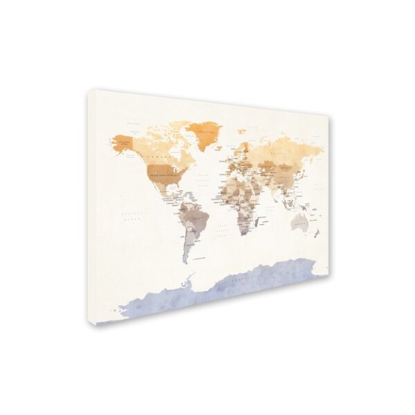 Trademark Fine Art Michael Tompsett 'Watercolour Political Map of the World' Canvas Art, 24x32 - MT0874-C2432GG