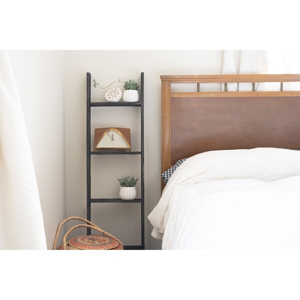 Barnwoodusa Rustic Farmhouse 4ft Reclaimed Wood Picket Ladder (Black) - 672713212515