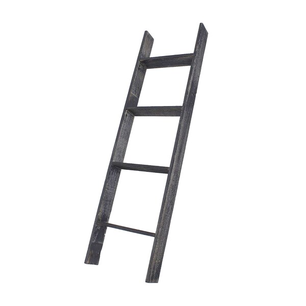 Barnwoodusa Rustic Farmhouse 4ft Reclaimed Wood Picket Ladder (Black) - 672713212515