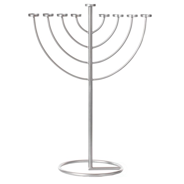 Vintiquewise Medium Modern Silver 9 Branch Lighting Thin Pipe Hanukkah Menorah, Metal-Aluminum - QI004118.SI.M