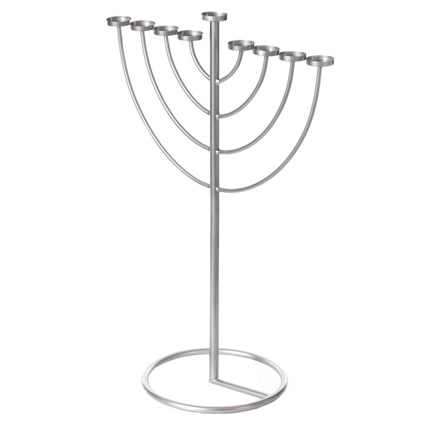 Vintiquewise Medium Modern Silver 9 Branch Lighting Thin Pipe Hanukkah Menorah, Metal-Aluminum - QI004118.SI.M
