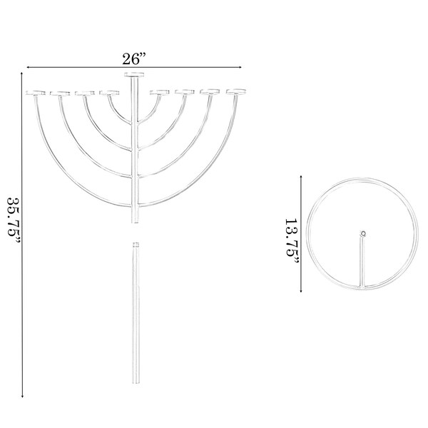 Vintiquewise Medium Modern Silver 9 Branch Lighting Thin Pipe Hanukkah Menorah, Metal-Aluminum - QI004118.SI.M
