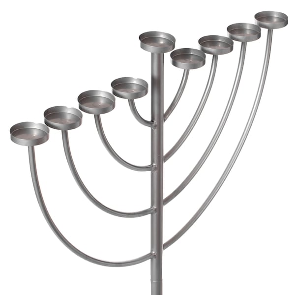 Vintiquewise Medium Modern Silver 9 Branch Lighting Thin Pipe Hanukkah Menorah, Metal-Aluminum - QI004118.SI.M