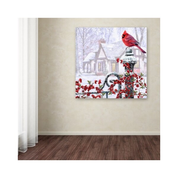 Trademark Fine Art The Macneil Studio 'Cardinal on Gatepost' Canvas Art, 24x24 - ALI09712-C2424GG