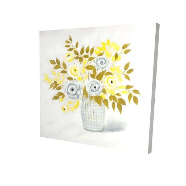 Begin Home Decor 16 x 16 in. Blue & Yellow Flowers In A Vase-Print on Canvas - 2080-1616-FL119