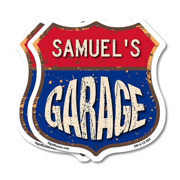 Signmission Samuel's Garage, 12 inch X 12 inch, Plastic Sign, 2PK - SHI-P-2PACK-12-383-SAMUEL