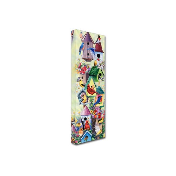 Trademark Fine Art Jenny Newland 'Birdhouses and birds tower' Canvas Art, 10x32 - ALI13053-C1032GG
