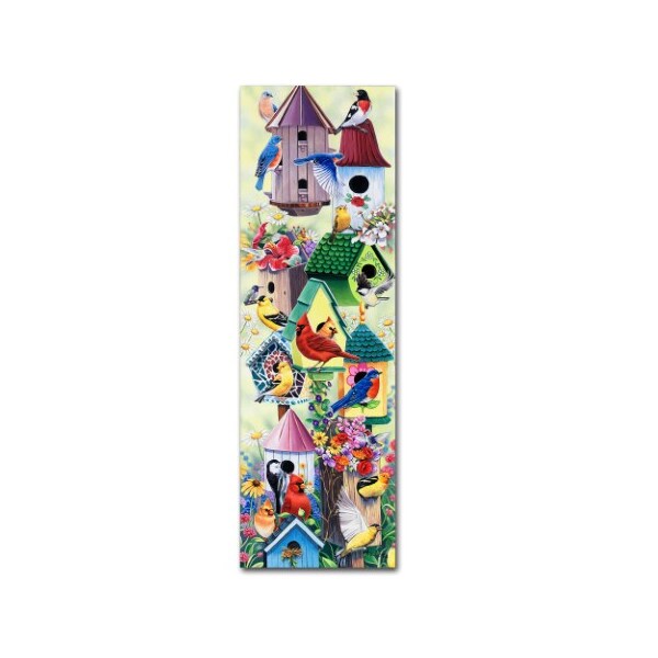 Trademark Fine Art Jenny Newland 'Birdhouses and birds tower' Canvas Art, 10x32 - ALI13053-C1032GG