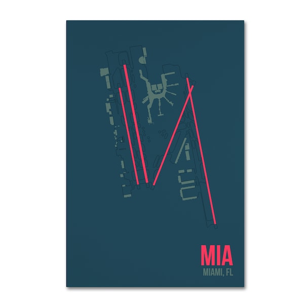 Trademark Fine Art 08 Left 'MIA Airport Layout' Canvas Art, 12x19 - ALI14834-C1219GG