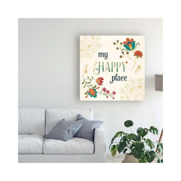 Trademark Fine Art Veronique Charron 'Folk Floral 4' Canvas Art, 14x14 - WAP10035-C1414GG