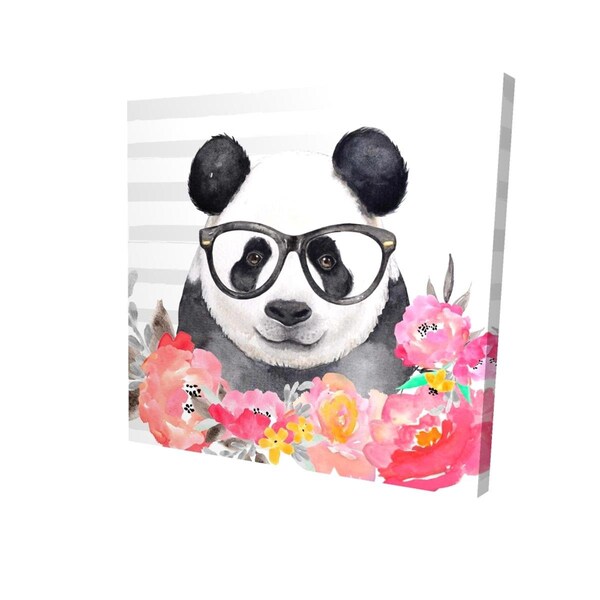 Begin Home Decor 32 x 32 in. Panda with Glasses-Print on Canvas - 2080-3232-CH1-4