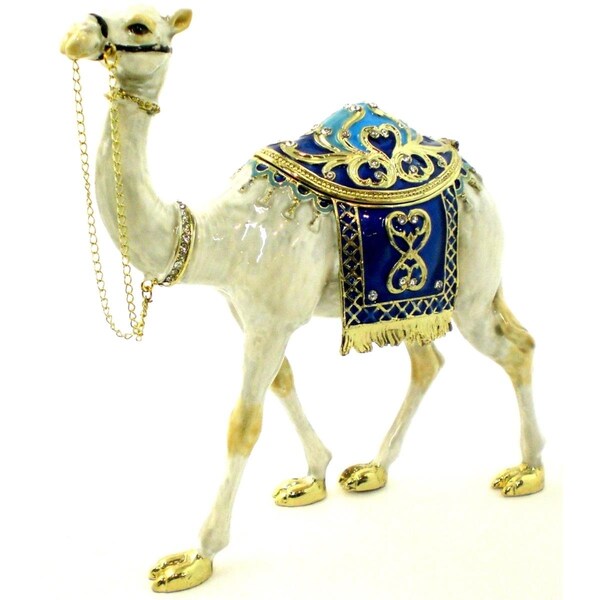 Ciel Collectables Large Standing Camel Gold Plating Trinket Box - Swarovski Crystals & Enamel - 1142459