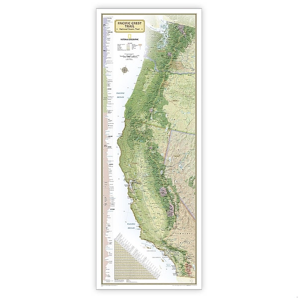 National Geographic Pacific Crest Trail Map in Gift Box, 18'' x 48'' - RE01020758X