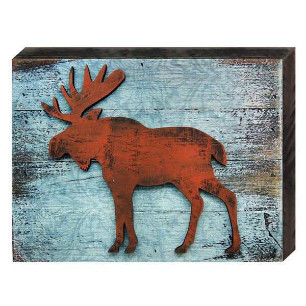 Clean Choice Vintage Moose Art on Board Wall Decor, UV Protective Coat, UV Protective Coat - CL2582231