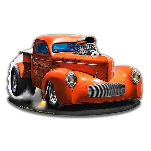 Homepage Larry Grossman 1940 Willys Pick-Up Truck Plasma Metal Sign - 15 x 9 in. - HO1127838