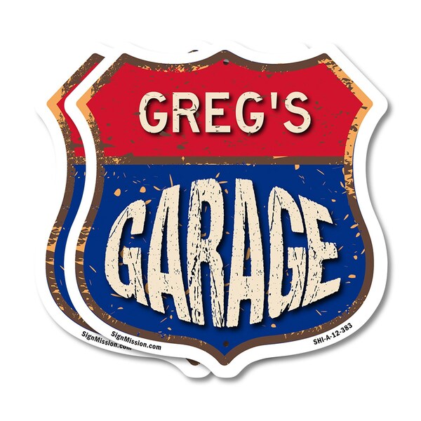 Signmission Greg's Garage, 12 inch X 12 inch, Aluminum Metal Sign, 2PK - SHI-A-2PACK-12-383-GREG